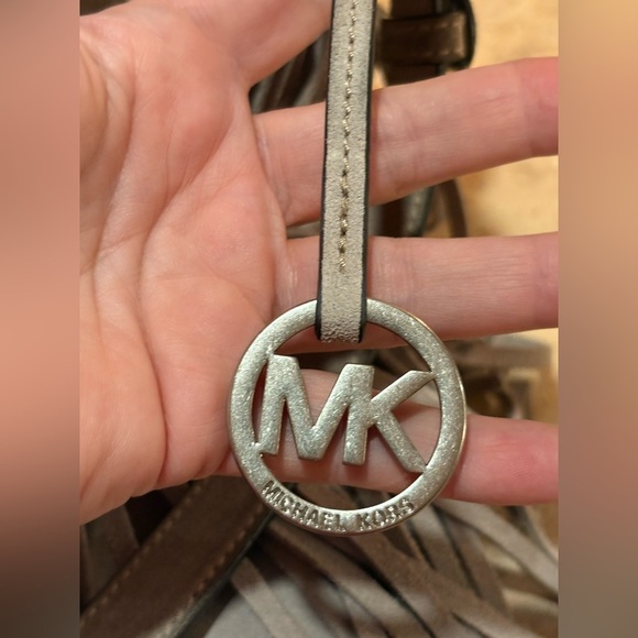 Michael Kors Gray Billy Fringe Crossbody Bag with Studded Detail - Picture 15 of 16